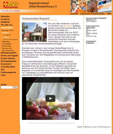 Webseite ASB Seniorenresidenz Rangsdorf